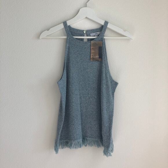 Fate Tops - NWT Fate blue knit fringe halter style sleeveless tank top small